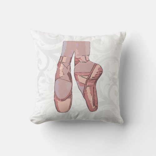 Ballet Slippers Toe Shoes Throw Pillow