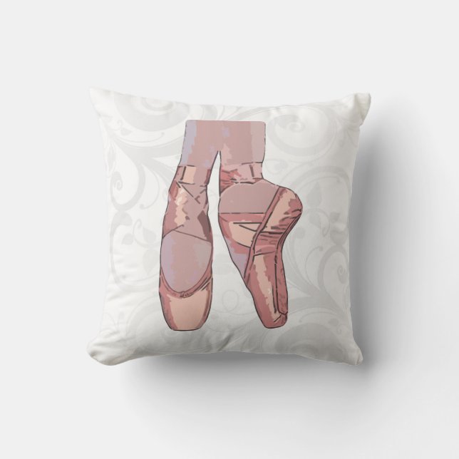 Ballet Slippers Toe Shoes Throw Pillow (Front)
