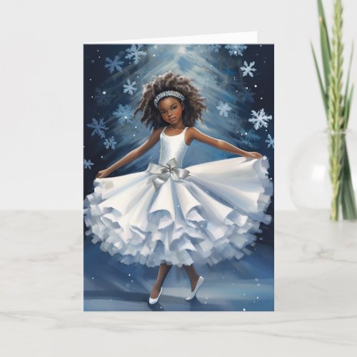 Ballet Snow Queen Snowflake Ballerina Christmas Holiday Card