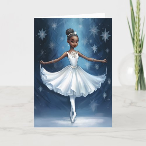 Ballet Snow Queen Snowflake Ballerina Christmas Holiday Card