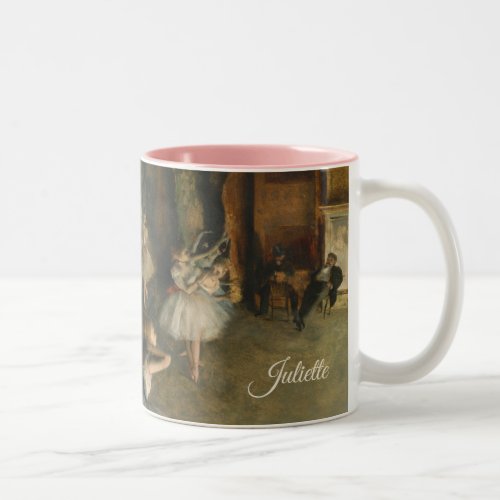 Ballet Stage Rehearsal  Edgar Degas Impressionist Two_Tone Coffee Mug