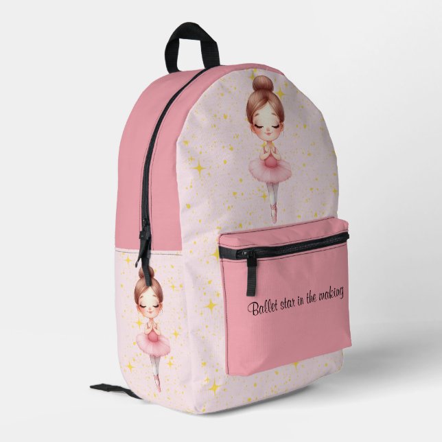 Ballet Star Girl's Printed Backpack (Back Corner Left)