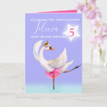 Ballet swan granddaughter belated 5th birthday card<br><div class="desc">Watercolor whimsy swan personalized name and age birthday card. Personalize with your own name and age, reads To our beautiful granddaughter Felicia 5 and message inside reads we hope you have a wonderful day! Pretty shades of pink, aqua blue, and white. Other matching dancing ballerina swan items available. An original...</div>