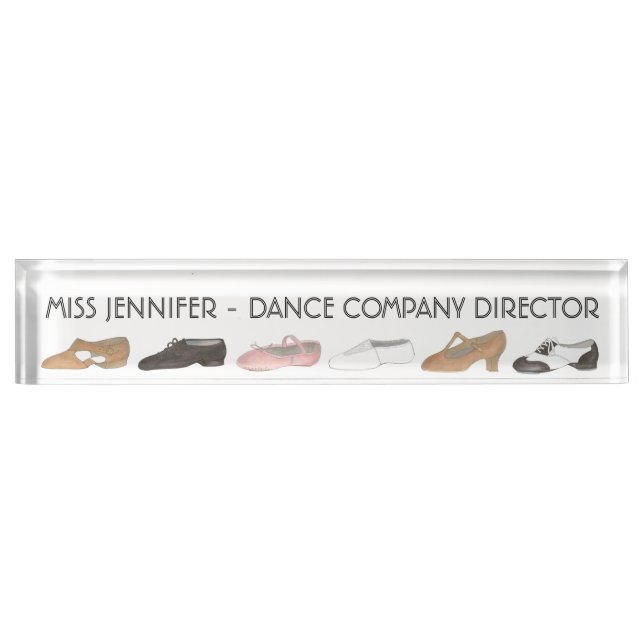 Ballet Tap Jazz Acro Dance Shoes Studio Owner Desk Name Plate (Front)
