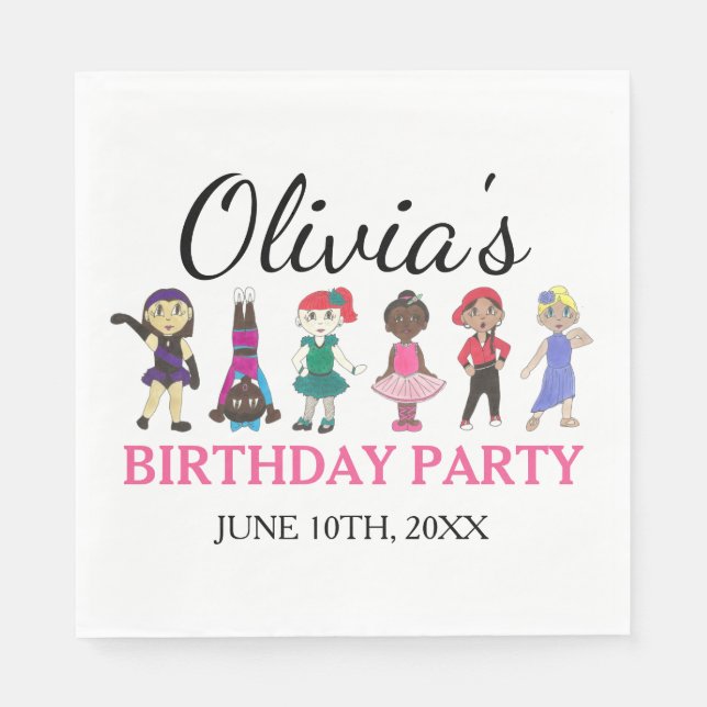 Ballet Tap Jazz Acro Lyrical Dancer Birthday Party Napkins (Front)