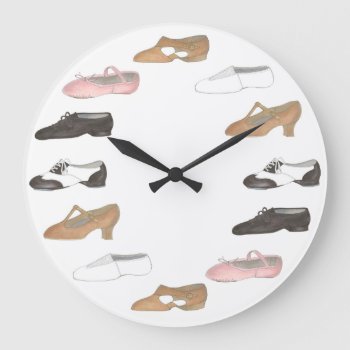 Ballet Tap Jazz Lyrical Acro Shoes Dance Studio Large Clock by rebeccaheartsny at Zazzle