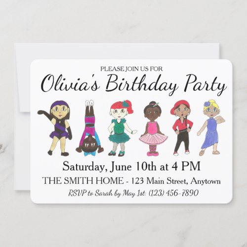 Ballet Tap Jazz Lyrical Dancer Birthday Party Invitation