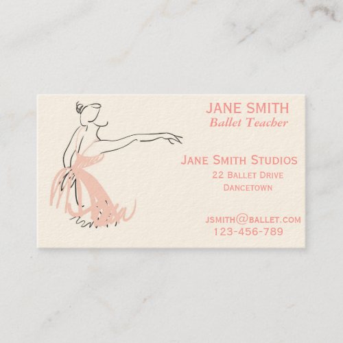 Ballet teacher ballet studios dance studio business card