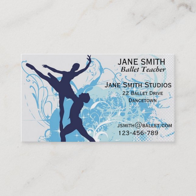 Ballet teacher ballet studios dance studio business card (Front)