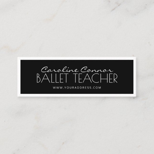 Ballet Teacher Black & White Bordered Card (Front)
