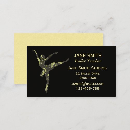 Ballet teacher dance teacher dance studio business business card