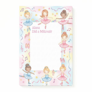 Ballet Theme Ballerina Dancer Personalized Mitzvah Post-it Notes