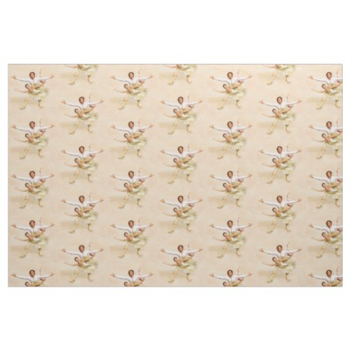 Ballet Theme Pale Peach Dancers Design Fabric