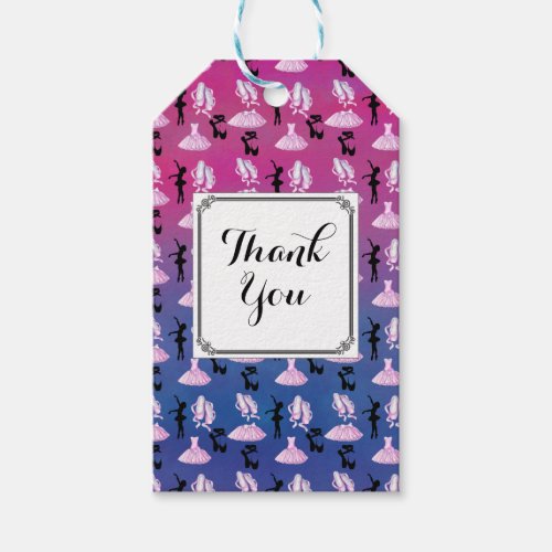 Ballet Theme Pattern with Dance Attire Thank You Gift Tags