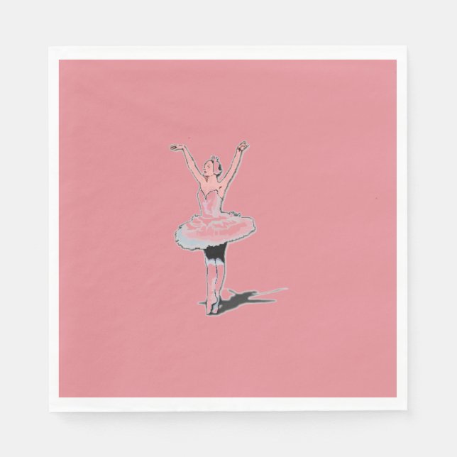 Ballet Theme Pink Ballerina Girl Birthday Paper Napkins (Front)