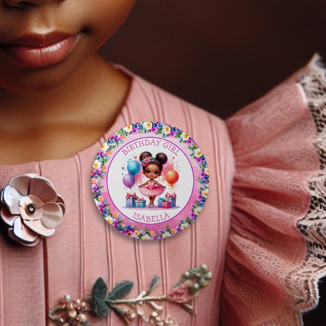Ballet Themed Girl's Birthday Party Button (Creator Uploaded)