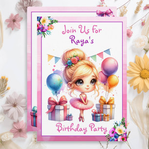 Ballet Themed Girl's Birthday Party Invitation