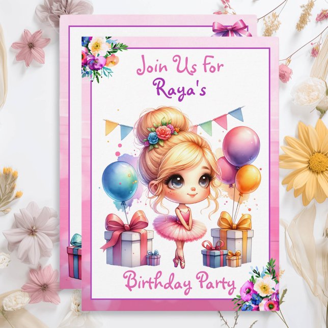 Ballet Themed Girl's Birthday Party Invitation (Creator Uploaded)