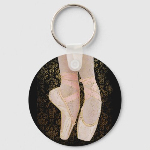 Ballet Toe Shoes _ Black Pink Gold Keychain