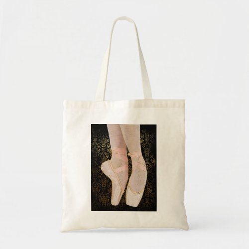 Ballet Toe Shoes _ Black Pink Gold Tote Bag