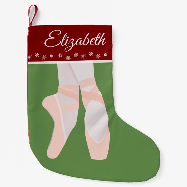 Ballet Toe Shoes Personalized Small Christmas Stocking (Front)