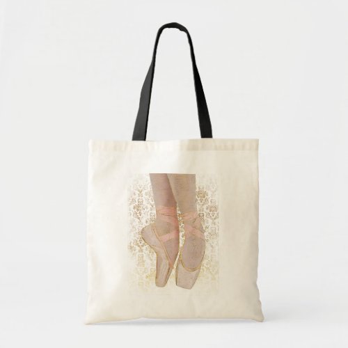 Ballet Toe Shoes _ Pink Gold White Tote Bag