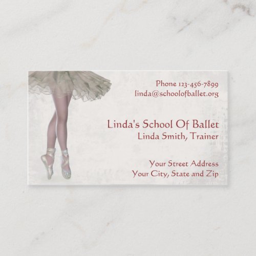 Ballet Trainer Instructor Business Card