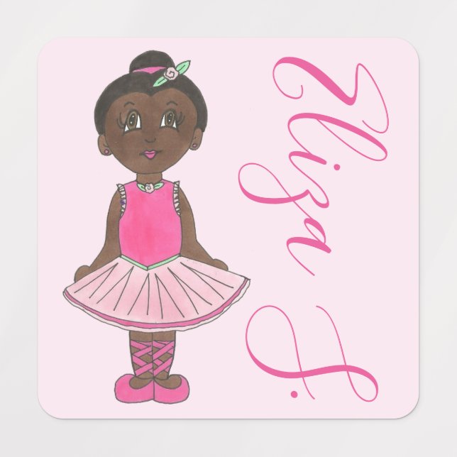 Ballet Tutu Pink Ballerina Dance Recital Girl Kids' Labels (Design 1)