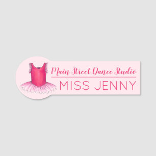 Ballet Tutu Pink Ballerina Dance Teacher Studio Name Tag