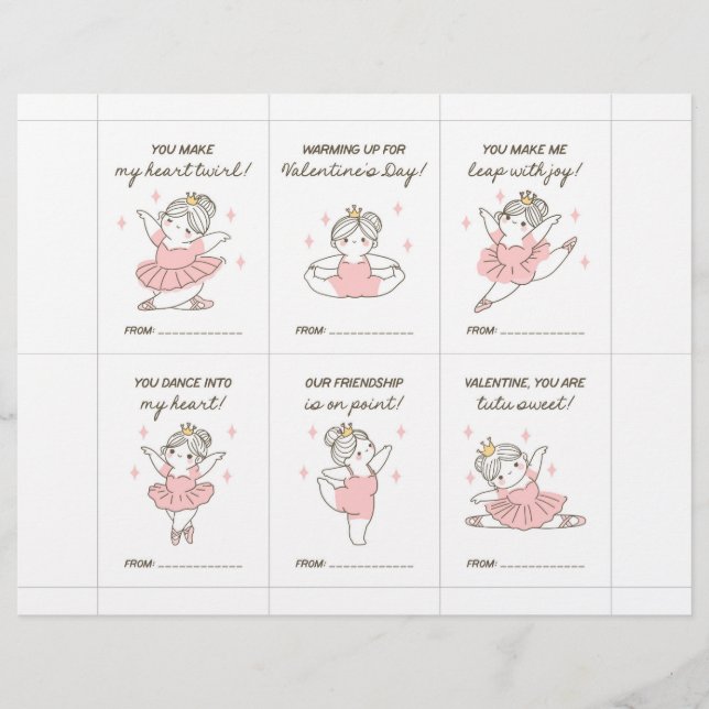 Ballet Valentine Cards for Kids (Front)
