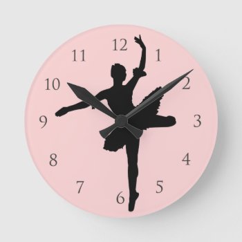 Ballet With Numbers Round Clock by LeSilhouette at Zazzle