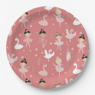 Ballet, Women & Girls, Cute Ballet Swan Pattern Paper Plates