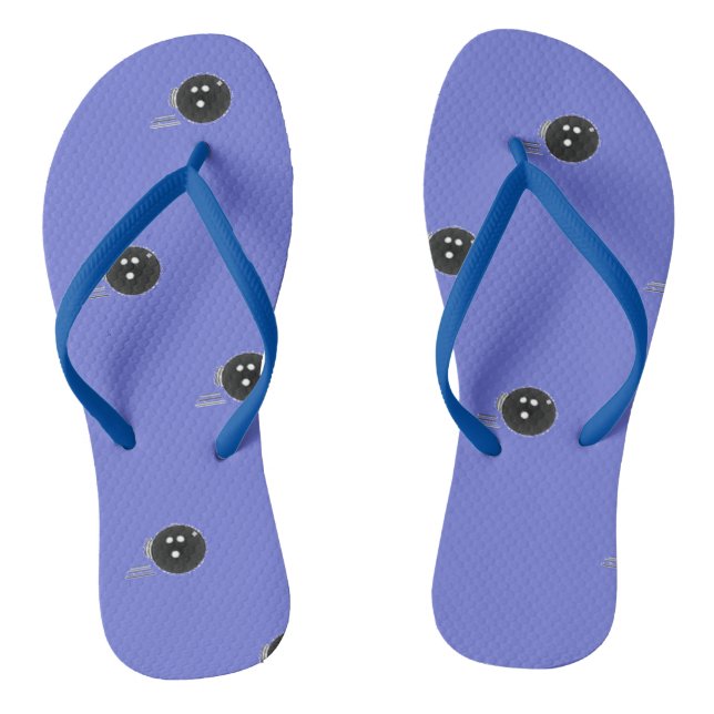 Balling balls on blue flip flops (Footbed)