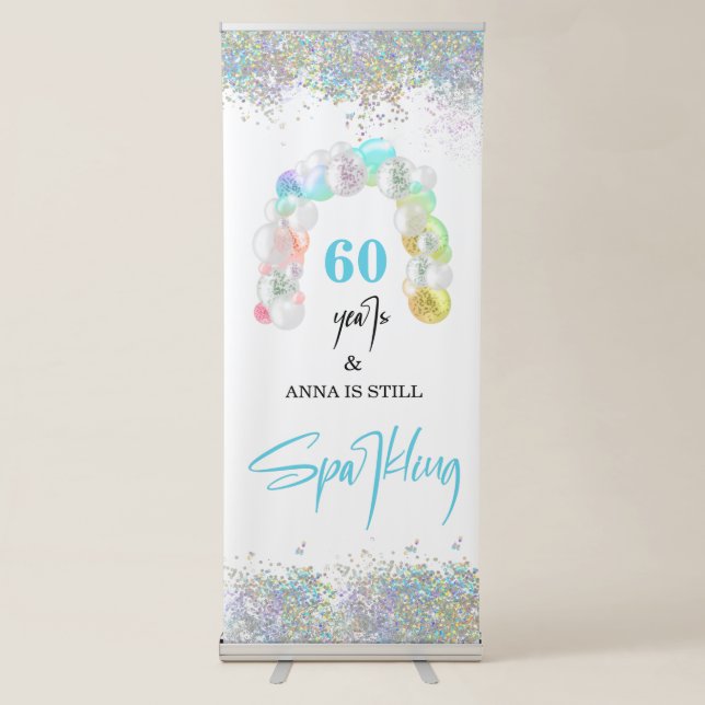 *~* Ballon PERSONALIZE any AGE Birthday Party  Retractable Banner (Front)