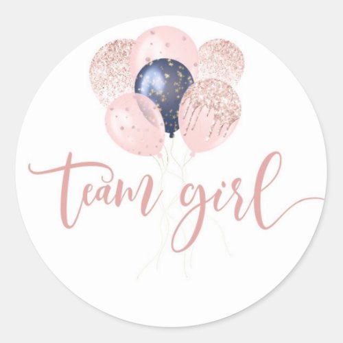 Ballons Blue or pink gender reveal team girl Classic Round Sticker