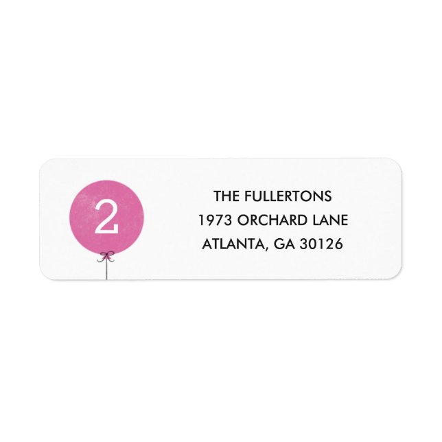 Balloon Address Label - Fuchsia (Front)