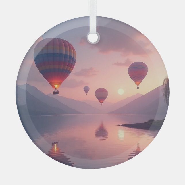 Balloon Adventure Dreams Glass Ornament (Front)
