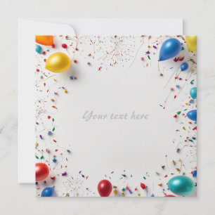 Balloon and fireworks frame invitation