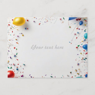 Balloon and fireworks frame invitation postcard
