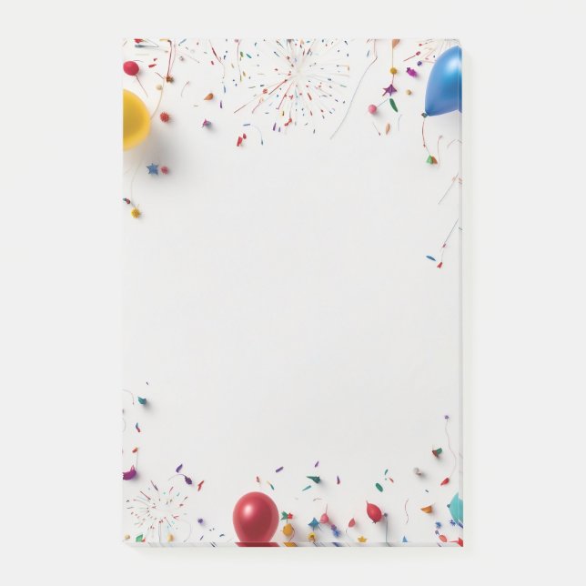 Balloon and fireworks frame post-it notes (Front)