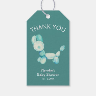 Balloon Animal Baby Boy Shower Thank You Gift Tags