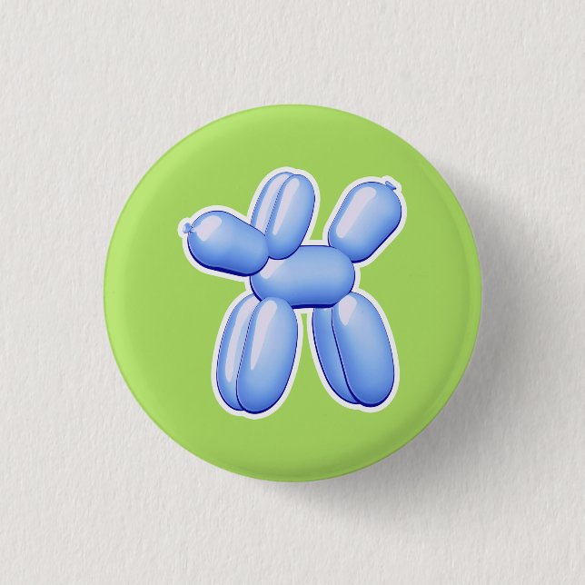 Balloon Animal Dog Blue         Button (Front)