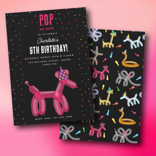 Balloon Animals Dog Kids Birthday Party Theme Invitation (Balloon Animals Dog Kids Birthday Party Theme Invitation)