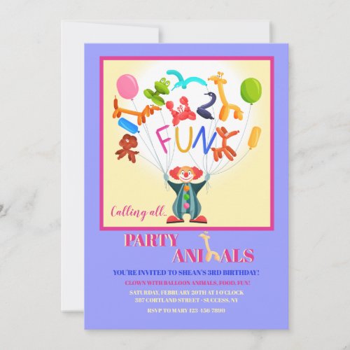 Balloon Animals Invitation