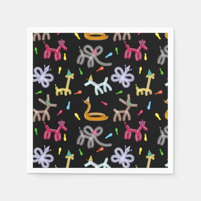 Balloon Animals Kids Birthday Party Theme Napkins (Front)