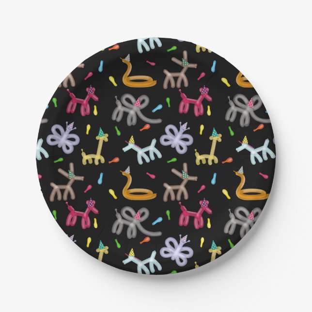 Balloon Animals Kids Birthday Party Theme Paper Plates (Front)