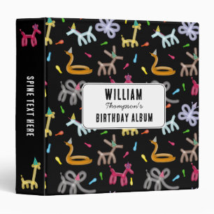 Balloon Animals Kids Party Theme 3 Ring Binder