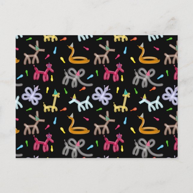 Balloon Animals Kids Party Theme Postcard (Front)