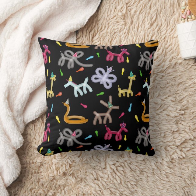 Balloon Animals Kids Party Theme Throw Pillow (Blanket)