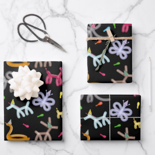 Balloon Animals Kids Party Theme Wrapping Paper Sheets